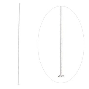 Head pin 1pkg100 sterling silver, 2.5 inch, 24 gauge