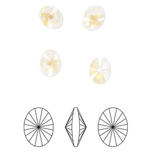 Chaton 6pk crystal light grey DeLite, Crystal Passions&reg; 8x6mm oval rivoli 4122