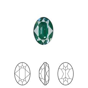 Fancy stone 1pk crystal pine green ignite LacquerPRO, Crystal Passions&reg; 14x10mm oval 4120