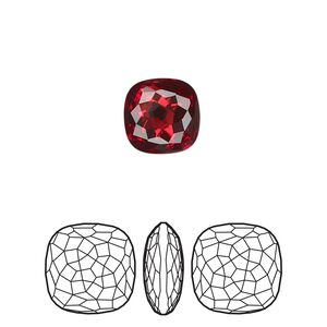 Fancy stone 2pk scarlet foil back, Crystal Passions&reg; 10mm thin cushion 4483