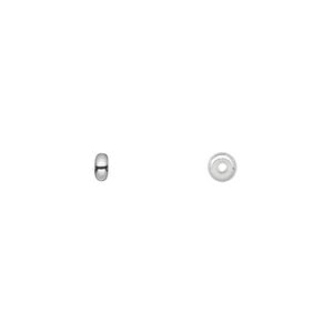 Bead, silver-plated brass, 4x2mm smooth heishi. Sold per pkg of 1,000.