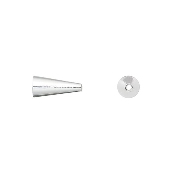 Cone, silver-plated brass, 12x5mm. Sold per pkg of 10. image number 0