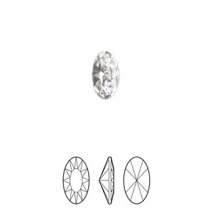 Fancy stone 144pk crystal foil back, Swarovski&reg; 10x5.5mm elongated oval 4162