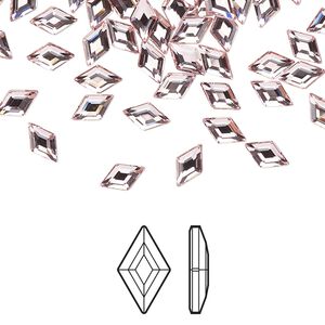 Flat back 6pk light rose foil back, Crystal Passions&reg; 6.6x3.9mm diamond 2773