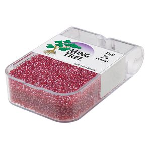 Seed bead, Ming Tree&trade;, glass, pkg/1/4 pound, #11 round, translucent luster red.