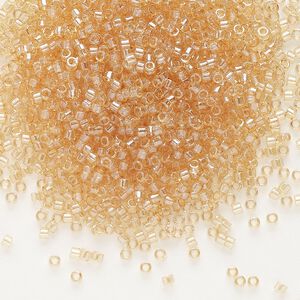 Seed bead, Delica&reg;, glass, pkg/250g, #11 round, translucent glazed luster light smoky topaz (DB-0101).