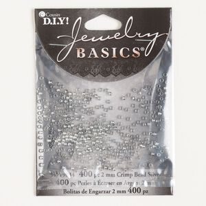 Crimp 1pkg400 silver-finished, 2mm round / 1.2mm inside diameter, brass