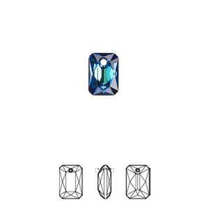 Drop 72pk crystal Bermuda blue P, Swarovski&reg; 9x6mm pendant emerald cut 6435