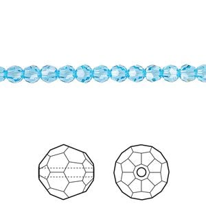 Bead 12pk aquamarine, Crystal Passions&reg; 4mm round 5000