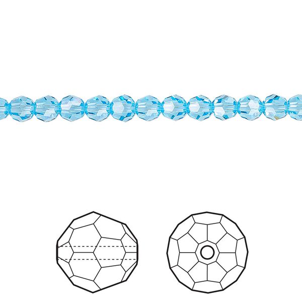 Bead 12pk aquamarine, Crystal Passions&reg; 4mm round 5000 image number 0