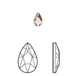 Flat back 6pk vintage rose foil back, Crystal Passions&reg; 8x5mm pear 2303