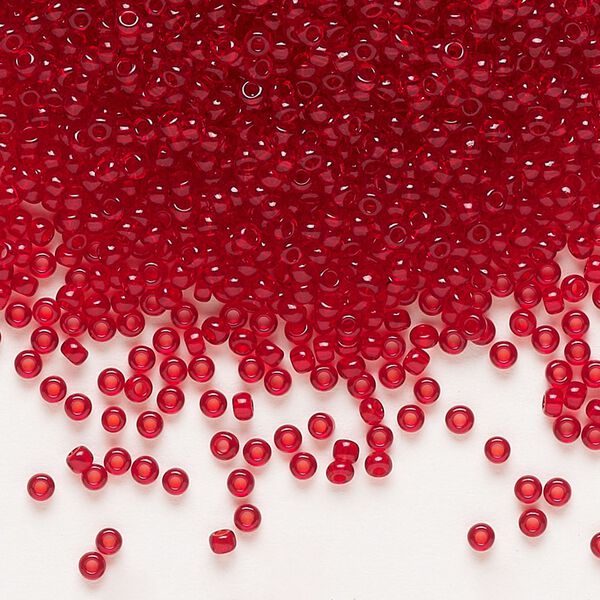Seed bead, Preciosa Ornela Czech glass, pkg/500g, #11 rocaille, transparent ruby, (90090). image number 0