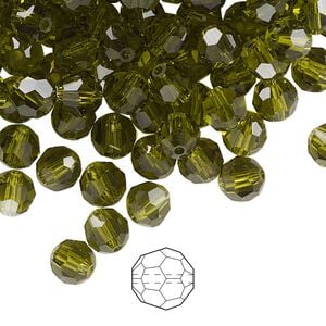 Bead 144pk olivine, Preciosa Czech crystal 6mm round