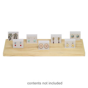 Display, earring card holder, lacquered wood, 1-1/2 x 15 x 5-1/2 inch inclined. Sold individually.