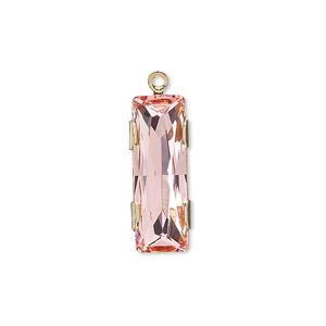 Drop 1pk light rose gold plate, Crystal Passions&reg; 25x8mm rectangle 11004