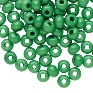 Seed bead, Preciosa Ornela Czech glass, pkg/50g, #2 rocaille, opaque green, (53250).