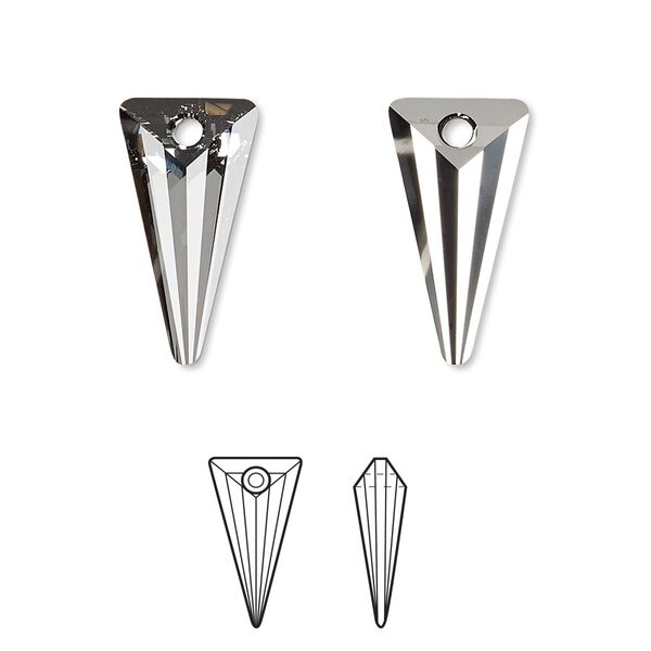 Drop 48pk crystal silver night, Swarovski&reg; 18x10mm pendant spike 6480 image number 0
