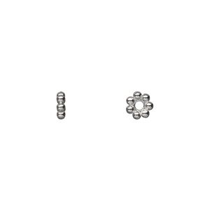 Bead, stainless steel, 6x1.8mm beaded rondelle. Sold per pkg of 12.