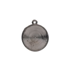 Drop, Almost Instant Jewelry&reg;, gunmetal-plated pewter (tin-based alloy), 18mm round with 16mm rivoli setting. Sold individually.