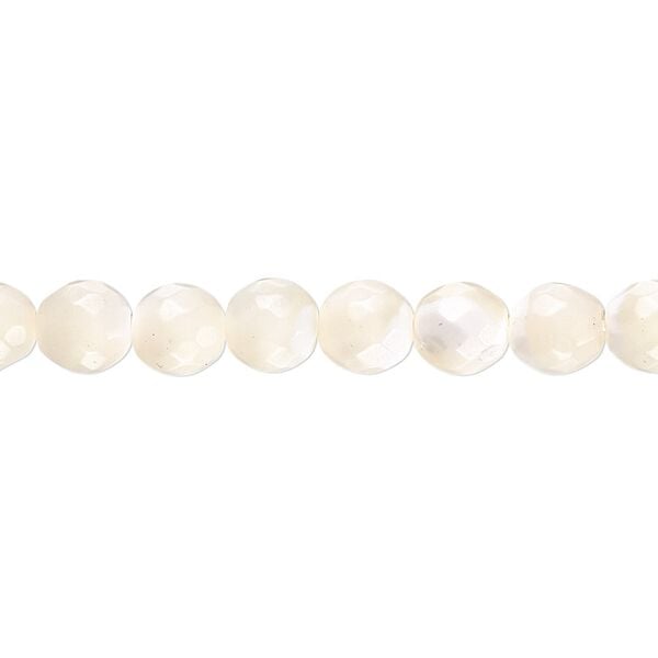 Mother-of-pearl shell 1pkg1, faceted round bead 15.5 to 16 inch white 6mm image number 0