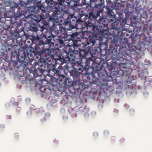 Seed bead, Delica&reg;, glass, pkg/7.5g, #11 round, translucent orchid-lined luster aqua (DB-0922).