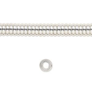 Bead 1pkg1 silver-finished, 6x2mm rondelle, brass 8 inch