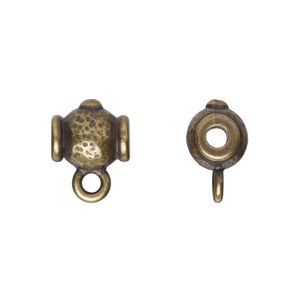 Bead, TierraCast&reg;, "Soulful Spirit" collection, antique brass-plated pewter (tin-based alloy), 10x9mm guru with closed loop. Sold per pkg of 2.