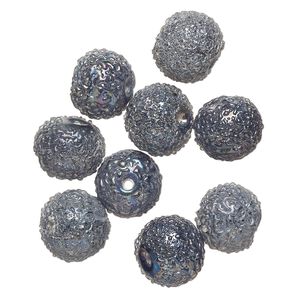 Bead, lampworked glass, opaque rainbow AB, 12mm textured round. Sold per pkg of 10.