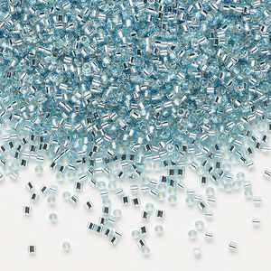 Seed bead, Delica&reg;, glass, pkg/50g, #15 round, transparent silver-lined aqua blue (DBS-0044).