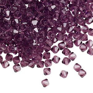 Bead 720pk amethyst, Preciosa Czech crystal 4mm bicone