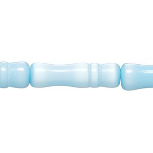 Bead, cat's eye glass (fiber optic glass), sky blue, 26x6mm-26x8mm bamboo. Sold per 15-inch strand, approximately 15 beads.
