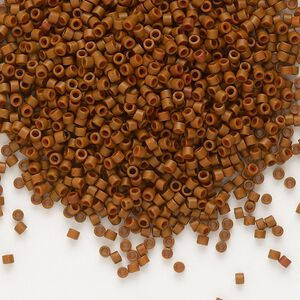 Seed bead, Delica&reg; 1pkg250g glass, #11 round, opaque matte sienna orange / outside dyed (DB-0794)