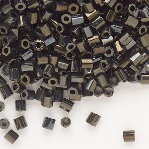 Seed bead, Dyna-Mites&trade;, glass, opaque iris gold, #6 hex 2-cut. Sold per 40-gram pkg.