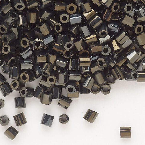 Seed bead, Dyna-Mites&trade;, glass, opaque iris gold, #6 hex 2-cut. Sold per 40-gram pkg. image number 0