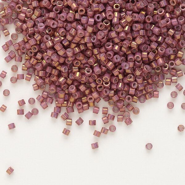 Seed bead, Delica&reg;, glass, pkg/7.5g, #11 round, opaque metallic gold iris rhubarb (DB-1016). image number 0