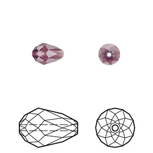 Bead 4pk amethyst, Crystal Passions&reg; 9x6mm teardrop 5500
