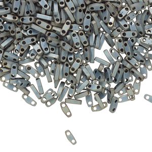 Seed bead, TILA&reg;, glass, pkg/250g, 5x1.2mm quarter tila rectangle, opaque matte metallic silver grey, (QTL-2002).