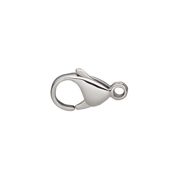 Clasp lobster claw 1pkg100, 15x10mm round, stainless steel 1-strand image number 0