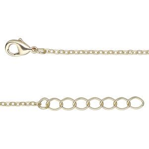 Chain 1pkg2 cable, 1.5mm / lobster claw clasp, gold-finished brass 24 inch