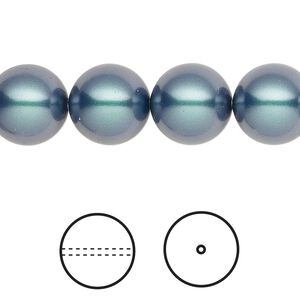 Pearl 10pk iridescent Tahitian look, Crystal Passions&reg; 12mm round 5810