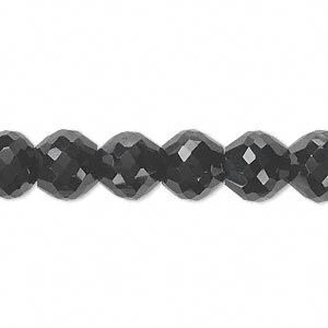 Black onyx 1pkg10, hand-cut faceted rondelle bead 10x8mm
