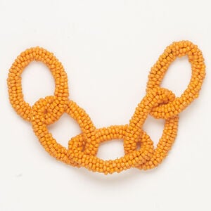 Cord 1pkg1, glass and nylon, orange, 25mm round, 7 inches.