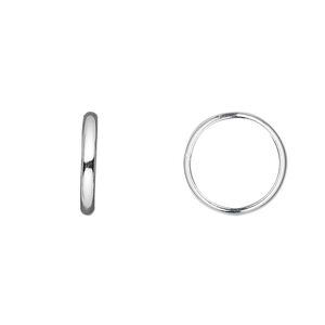 Jump ring 1pkg4 sterling silver, 14mm soldered closed round, 12 gauge / 12mm inside diameter