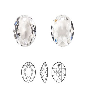 Drop 1pk crystal, Crystal Passions&reg; 16mm pendant elliptic cut 6438