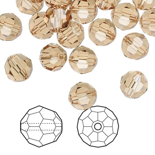 Bead 288pk light Colorado topaz, Swarovski&reg; 8mm round 5000 image number 0