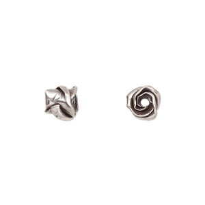 Bead 1pkg1 sterling silver, 7x6mm flower, antiqued Hill Tribes