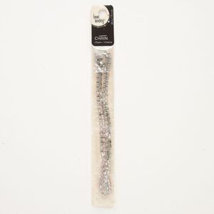Chain assortment, silver-finished brass, pink, 2mm cupchain, 28 inches with (8) 2.5mm connectors. Sold per pkg of 9.