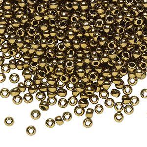 Seed bead, TOHO BEADS&reg;, glass, pkg/7.5g, #8 round, opaque antique bronze (TR-08-223).