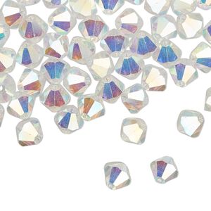 Bead 144pk crystal AB 2X, Preciosa Czech crystal 6mm bicone