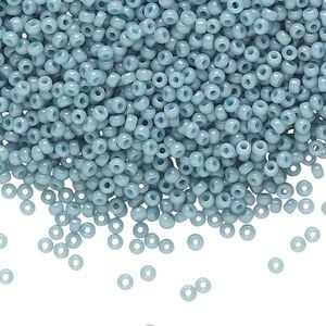 Seed bead, Miyuki, glass, pkg/25g, #11 rocaille, Duracoat&reg; opaque outside dyed moody blue, (RR-4479).